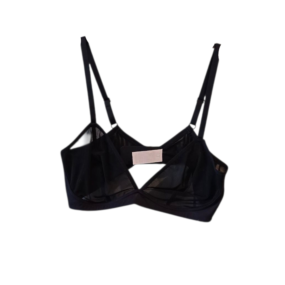 💜 KNIX Mesh Deep V Bra Black Large NWT - Picture 5 of 9